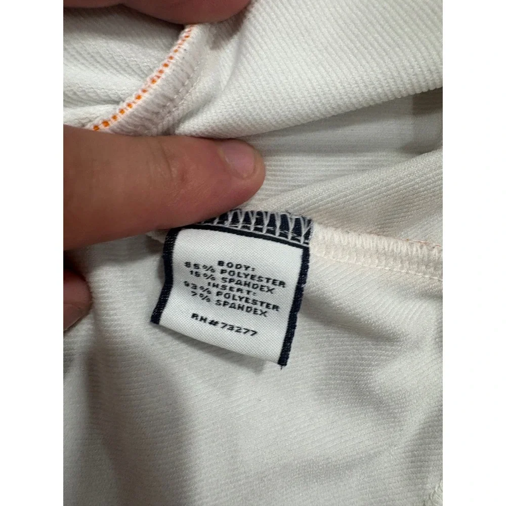 Fila Sport Womens White Orange Quarter Zip Pullover Mesh Activewear Top Small